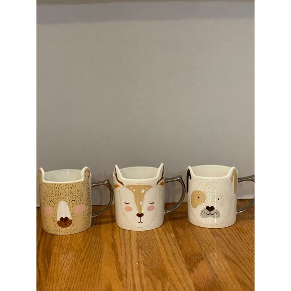 A Set of Three Rosanna Mugs -Bear, Puppy Dog, Deer with Ears and Silver Handles - Picture 5 of 16